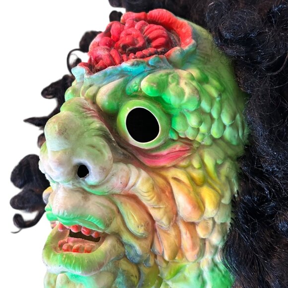 Vintage Fun World Neon Green Monster Vinyl Rubber Mask #9247 - Picture 3 of 9